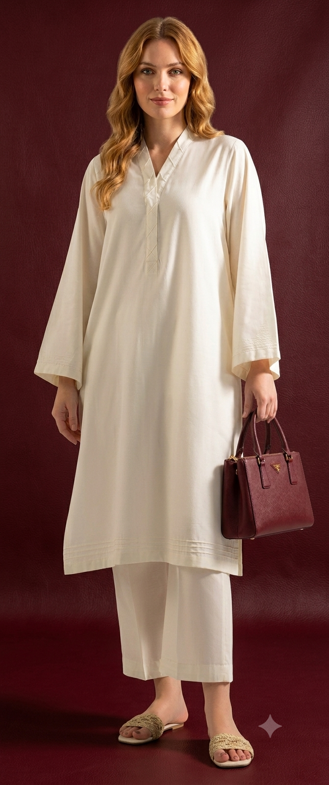 100% Cotton Giza Blouse Shirt and Trouser Set